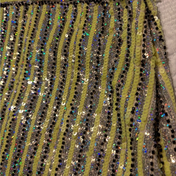 Sequin & beads Striped Skirt size large - Picture 4 of 5